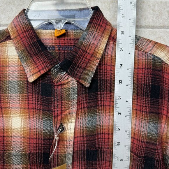 NWT Tailor Vintage Long Sleeve Plaid Shirt Orange Black Casual Men’s Small - Picture 3 of 10